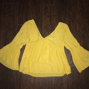 Forever 21 Yellow Bell Sleeve Shirt
